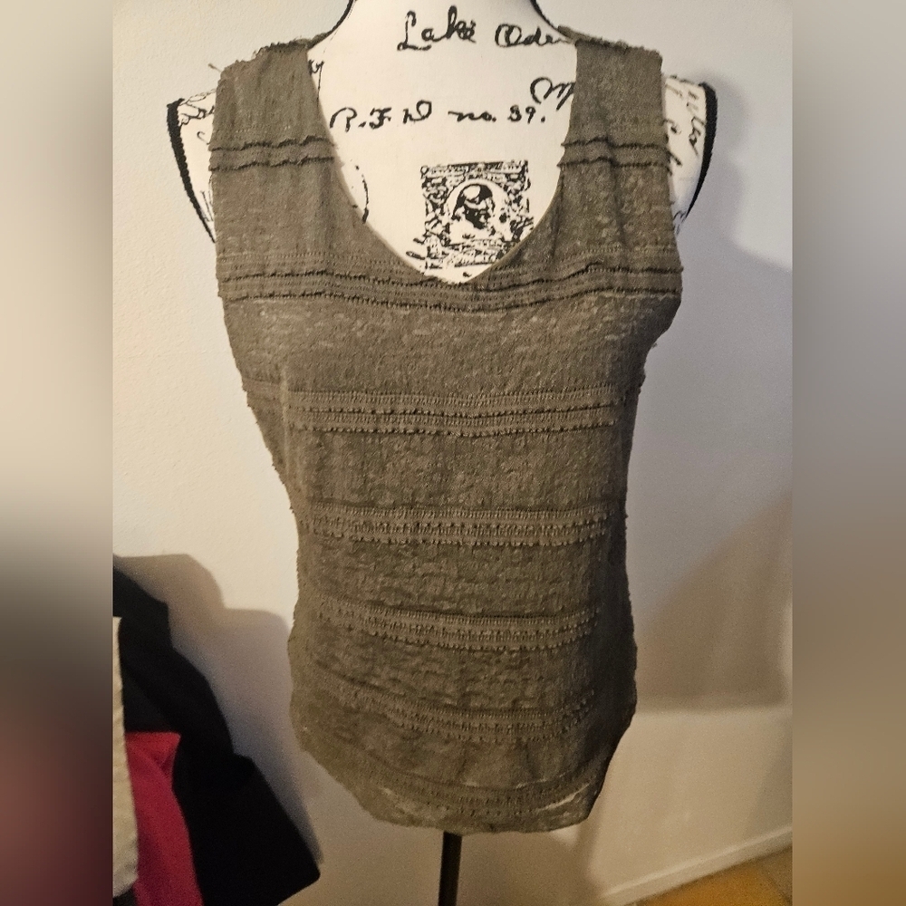 Coldwater Creek Womans Green V Neck Tank Top Size M 10-12